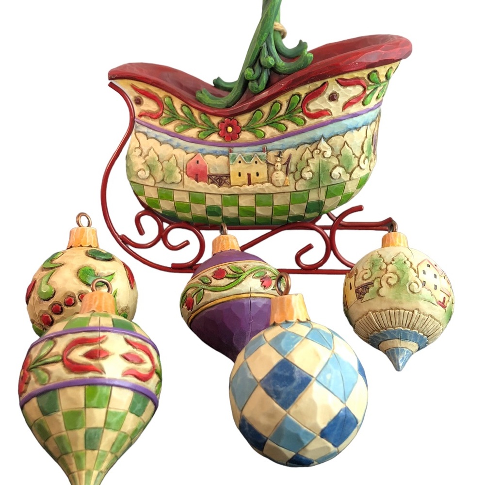 Jim Shore Wood Sleigh with ornaments